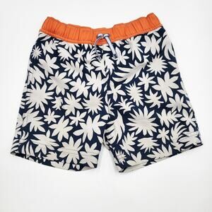 REI Co-op Blue Tan Orange Leaf Print Board Shorts All-over-print Toddler Sz 4T